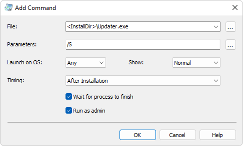 Execute Commands and Launch Tasks - Actual Installer Help